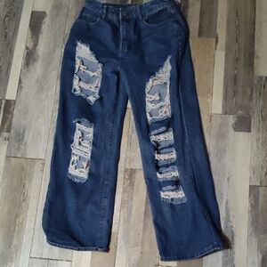 5/$25 SALE Distressed Blue Women's Large Jeans or Free With $15+ Dollar Sale